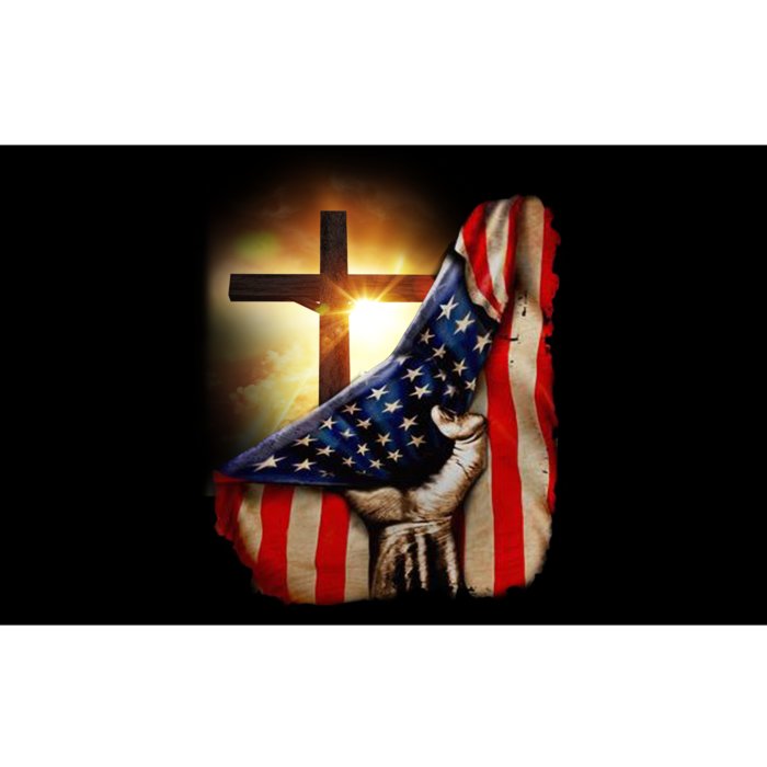 American Christian Cross Patriotic Flag Bumper Sticker