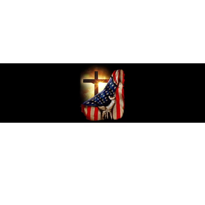 American Christian Cross Patriotic Flag Bumper Sticker