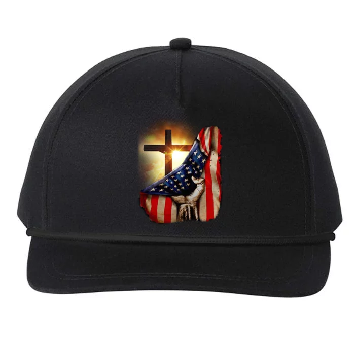 American Christian Cross Patriotic Flag Snapback Five-Panel Rope Hat