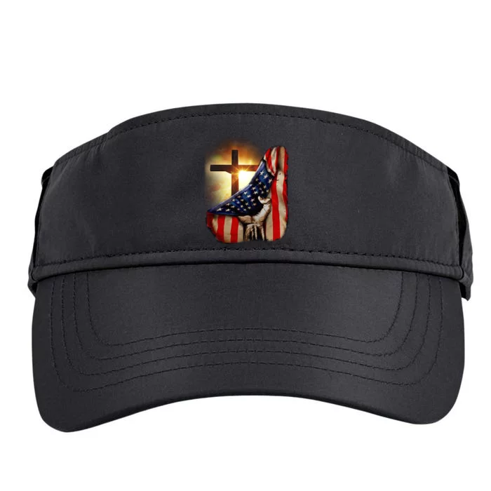 American Christian Cross Patriotic Flag Adult Drive Performance Visor