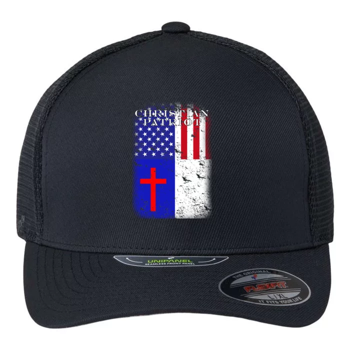 American Christian Patriot Red Cross Flexfit Unipanel Trucker Cap