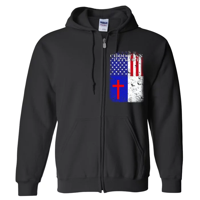 American Christian Patriot Red Cross Full Zip Hoodie