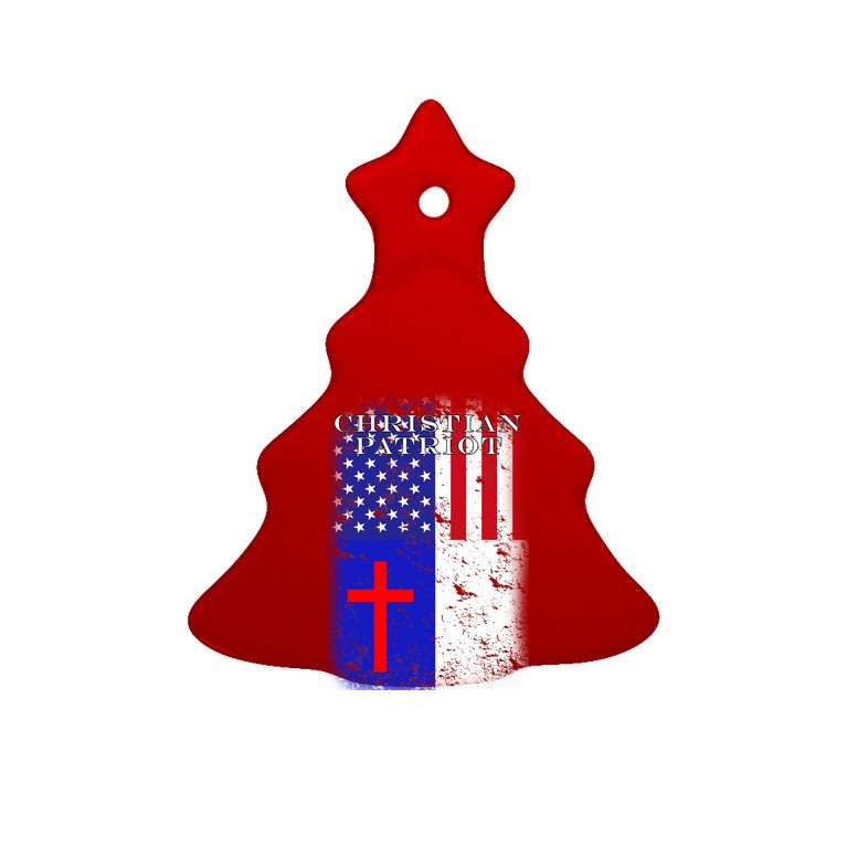 American Christian Patriot Red Cross Tree Ornament