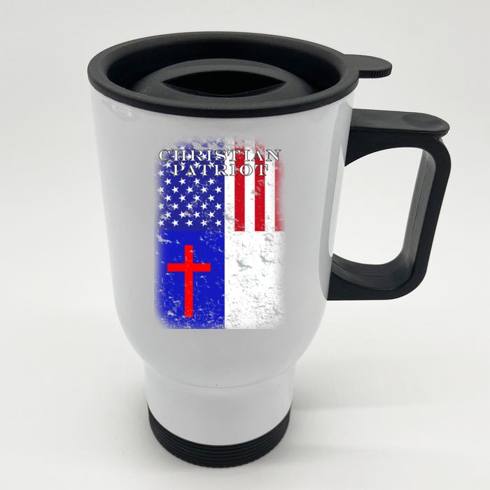 American Christian Patriot Red Cross Front & Back Stainless Steel Travel Mug