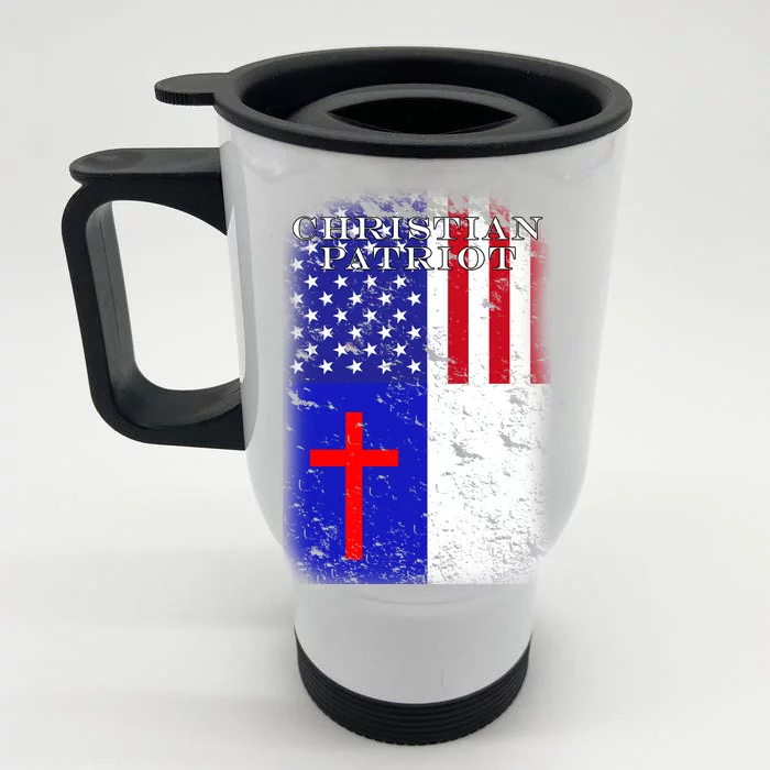 American Christian Patriot Red Cross Front & Back Stainless Steel Travel Mug