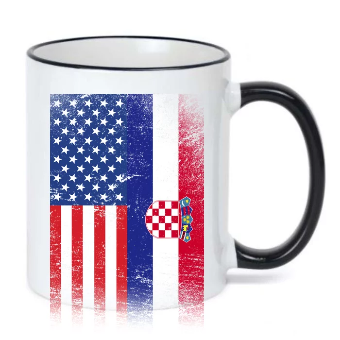 American Croatian Flag Croatia Pride Black Color Changing Mug