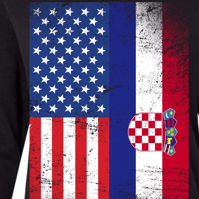 American Croatian Flag Croatia Pride Womens Cotton Relaxed Long Sleeve T-Shirt