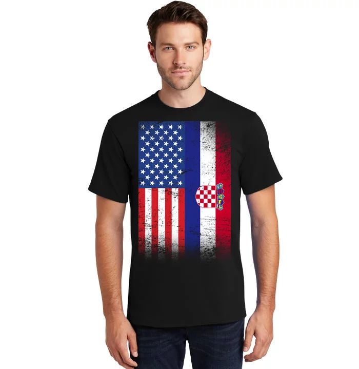 American Croatian Flag Croatia Pride Tall T-Shirt