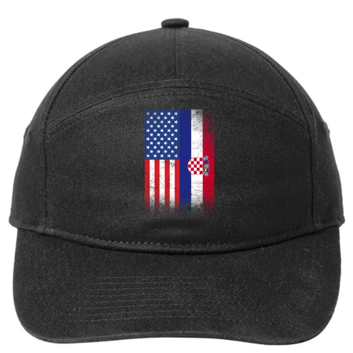 American Croatian Flag Croatia Pride 7-Panel Snapback Hat