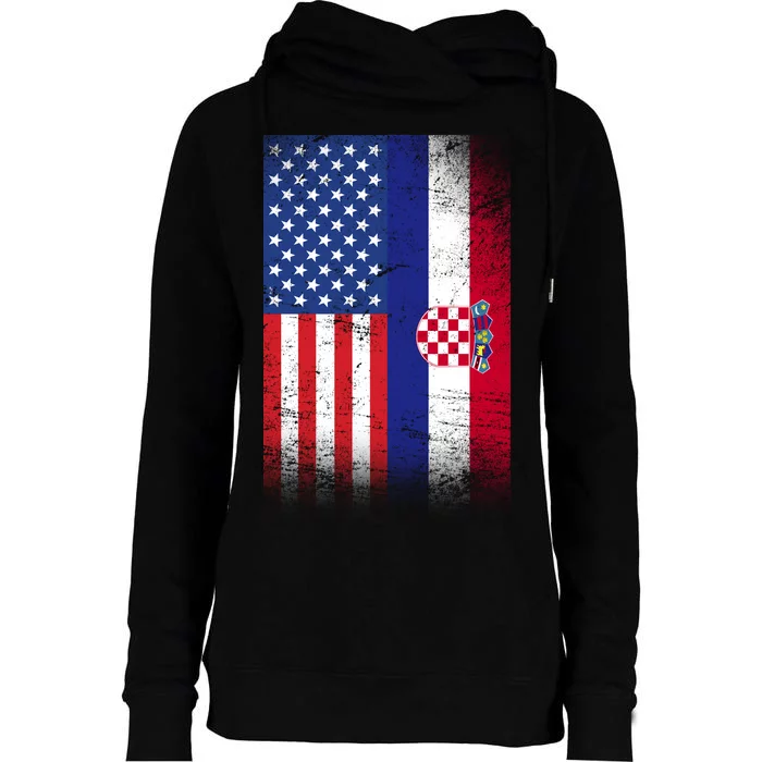 American Croatian Flag Croatia Pride Womens Funnel Neck Pullover Hood