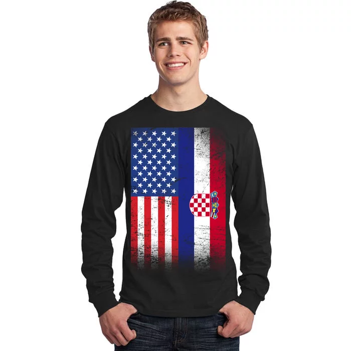 American Croatian Flag Croatia Pride Tall Long Sleeve T-Shirt