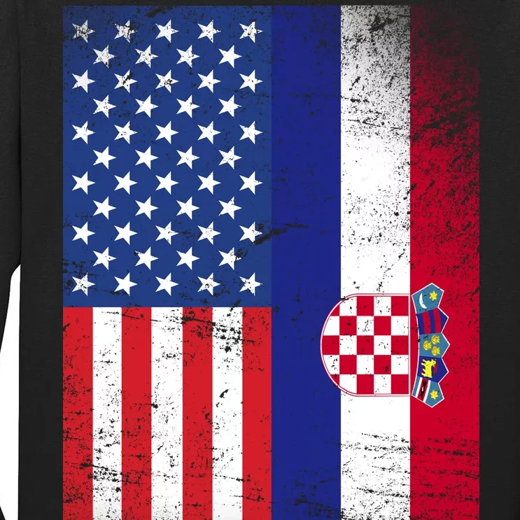 American Croatian Flag Croatia Pride Tall Long Sleeve T-Shirt