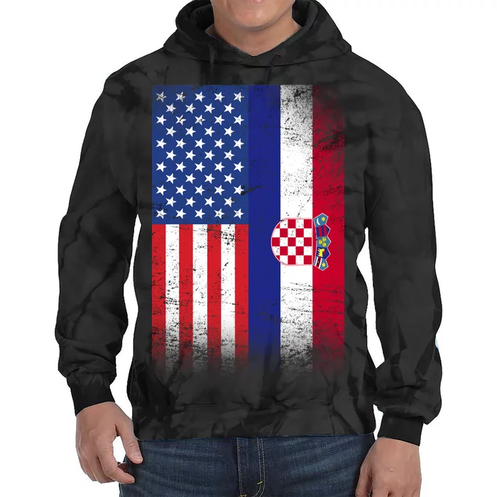 American Croatian Flag Croatia Pride Tie Dye Hoodie