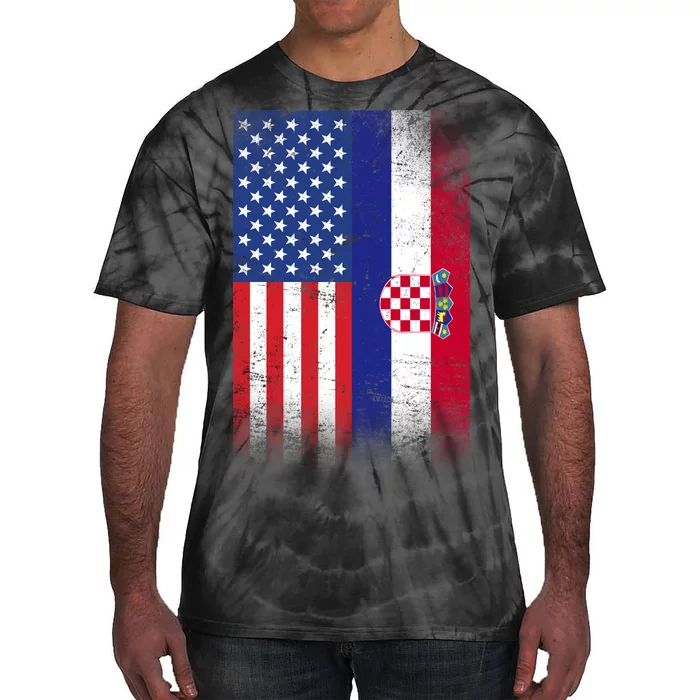 American Croatian Flag Croatia Pride Tie-Dye T-Shirt