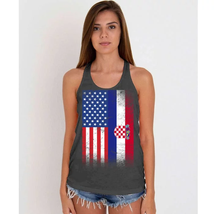 American Croatian Flag Croatia Pride Women's Knotted Racerback Tank