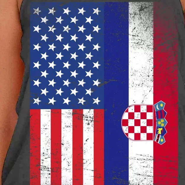 American Croatian Flag Croatia Pride Women's Knotted Racerback Tank