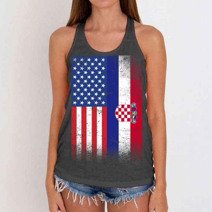 American Croatian Flag Croatia Pride Women's Knotted Racerback Tank