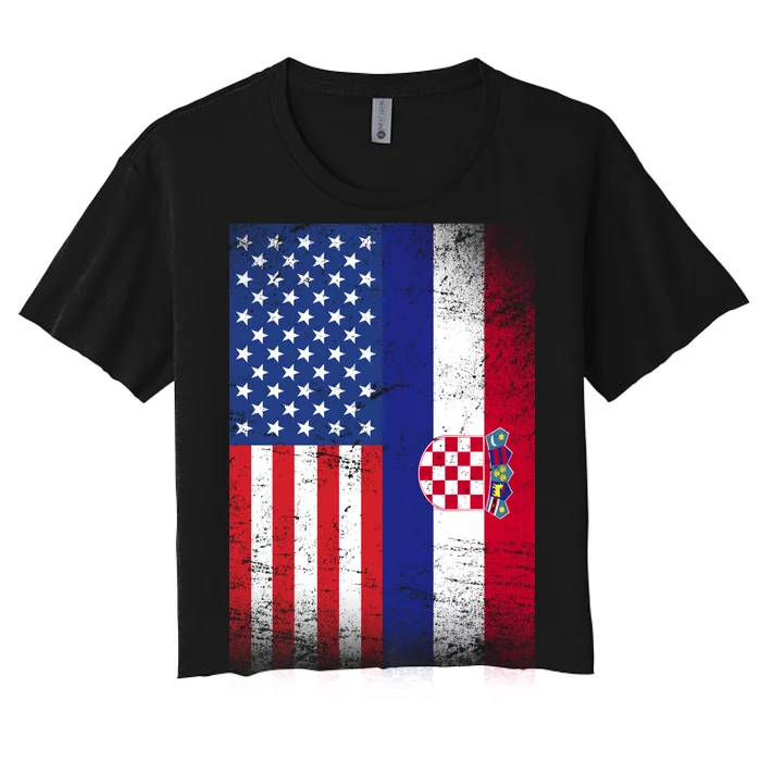 American Croatian Flag Croatia Pride Women's Crop Top Tee