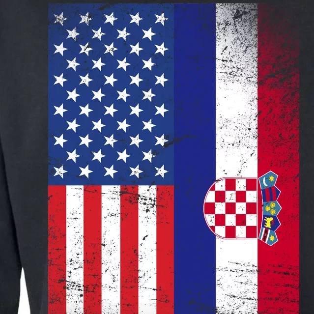 American Croatian Flag Croatia Pride Cropped Pullover Crew