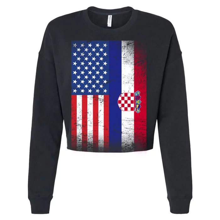 American Croatian Flag Croatia Pride Cropped Pullover Crew