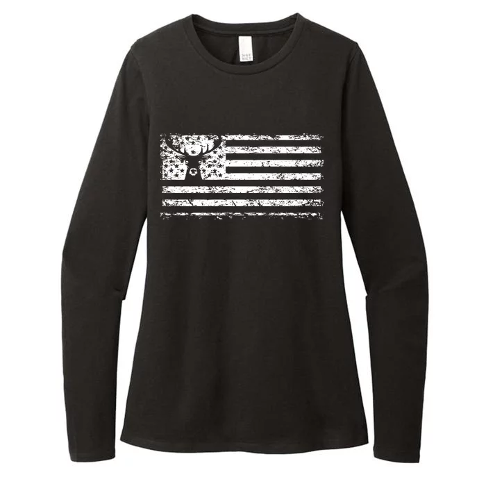 American Deer Hunting Flag Womens CVC Long Sleeve Shirt