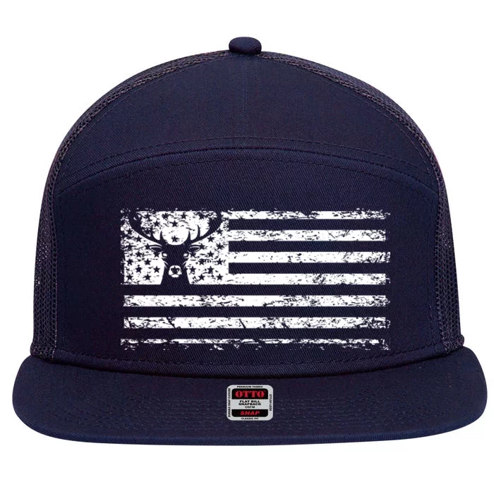 American Deer Hunting Flag 7 Panel Mesh Trucker Snapback Hat