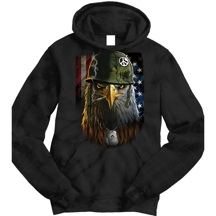 American Eagle Patriot Smoking Cigarette Tie Dye Hoodie