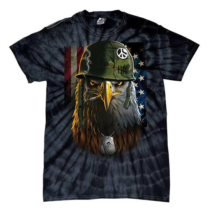 American Eagle Patriot Smoking Cigarette Tie-Dye T-Shirt