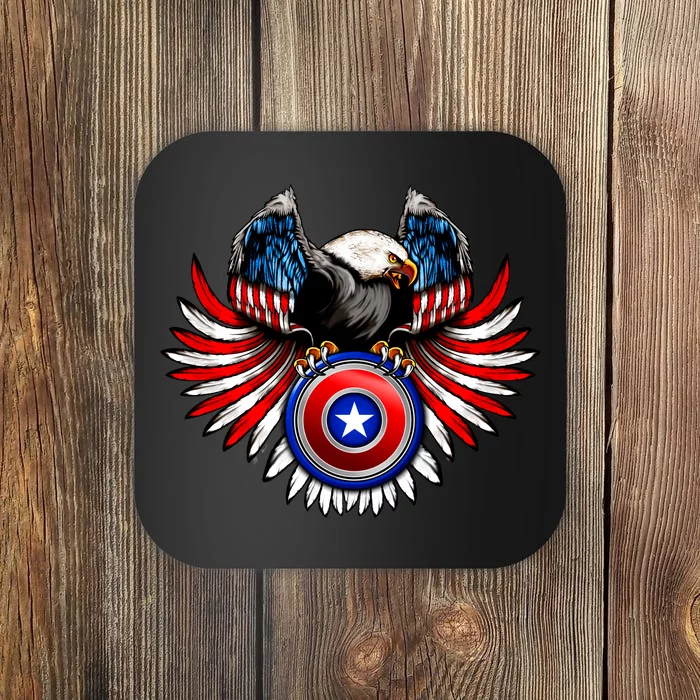 American Eagle Super Hero Shield USA Flag Wings Coaster