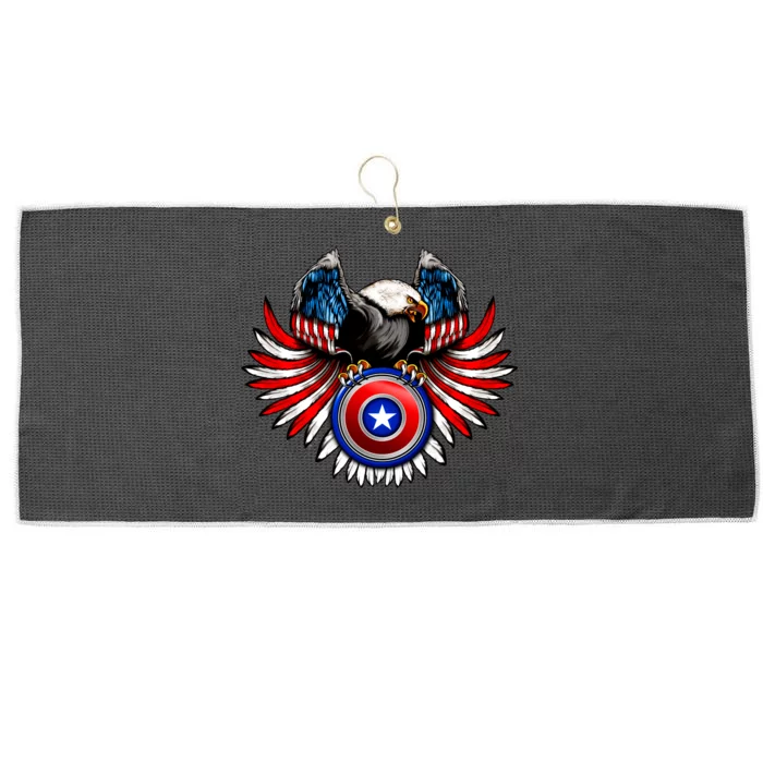 American Eagle Super Hero Shield USA Flag Wings Large Microfiber Waffle Golf Towel