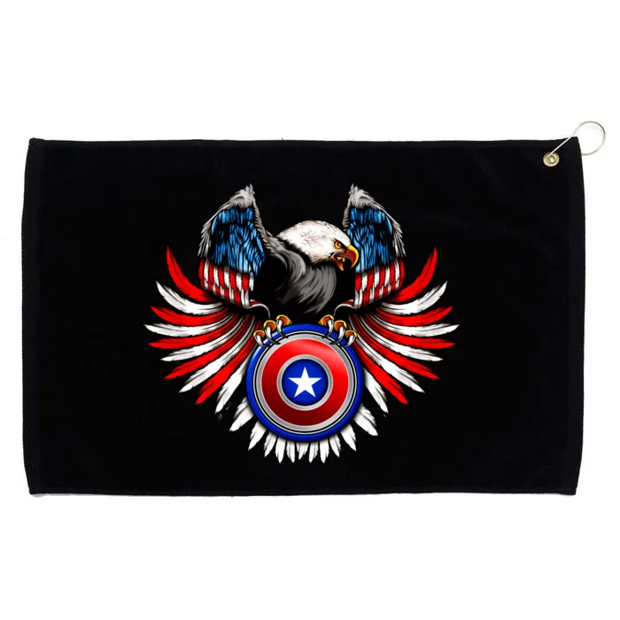 American Eagle Super Hero Shield USA Flag Wings Grommeted Golf Towel