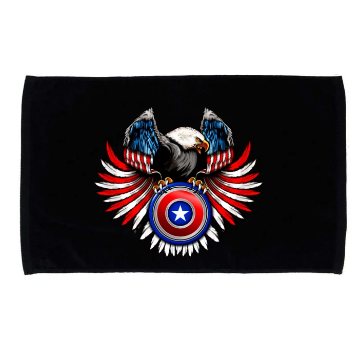 American Eagle Super Hero Shield USA Flag Wings Microfiber Hand Towel