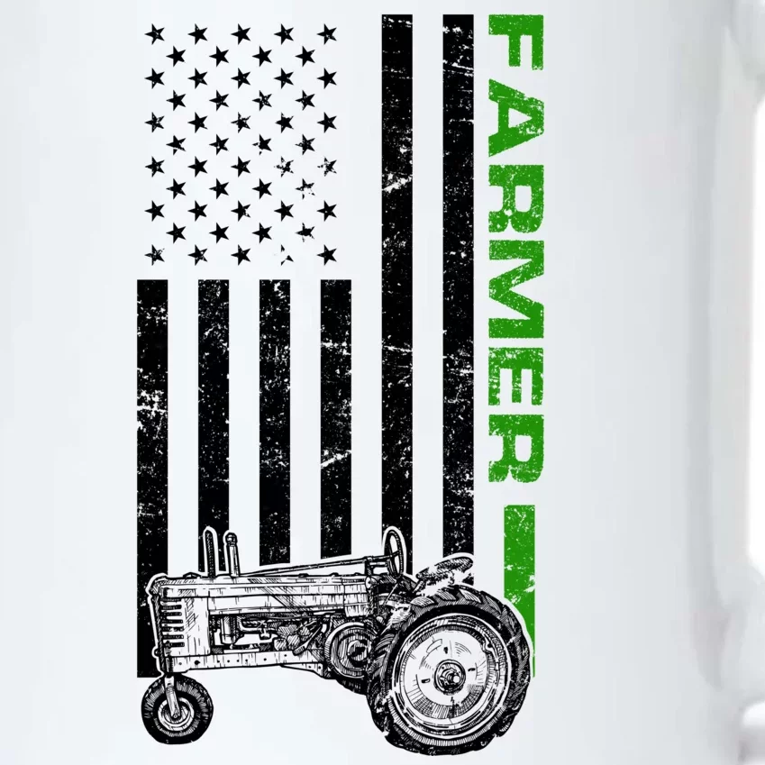 American Farmer USA Tractor Flag Black Color Changing Mug