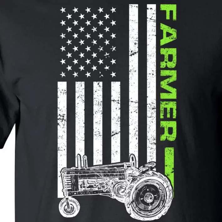 American Farmer USA Tractor Flag Tall T-Shirt