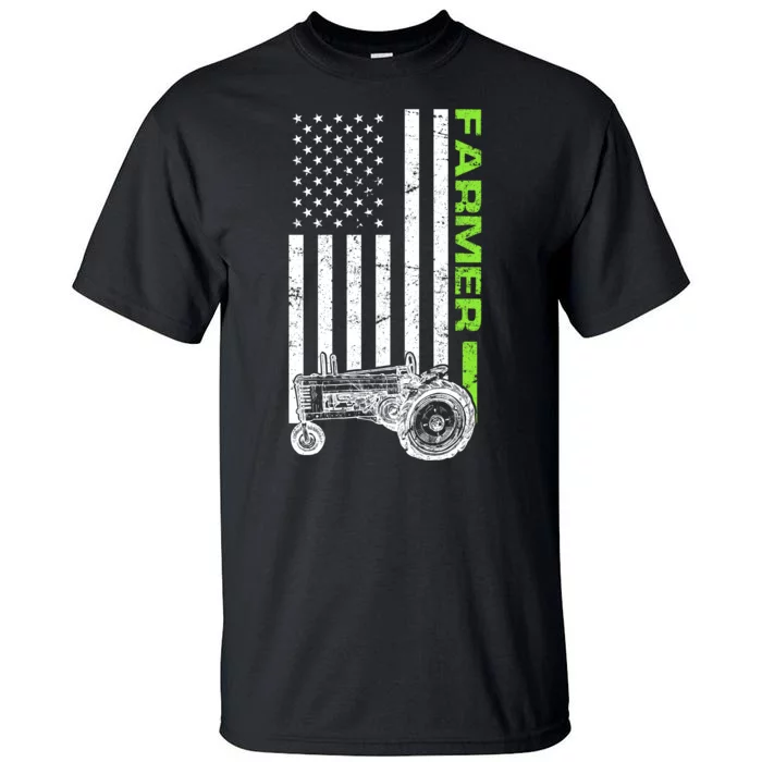 American Farmer USA Tractor Flag Tall T-Shirt