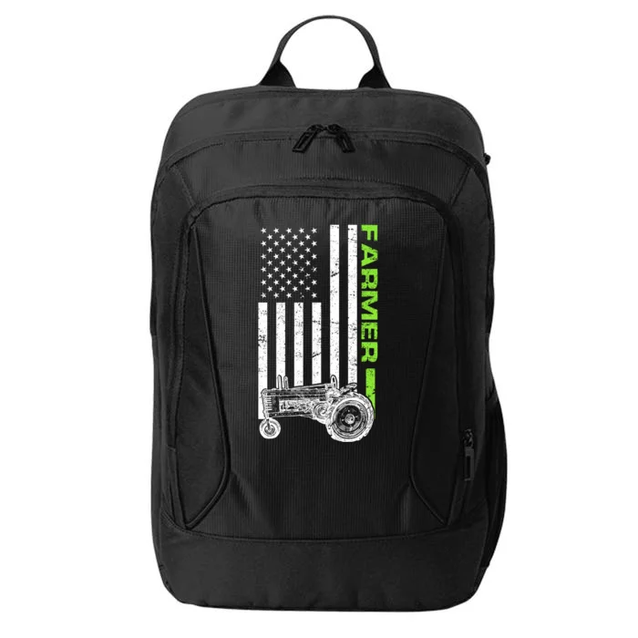 American Farmer USA Tractor Flag City Backpack