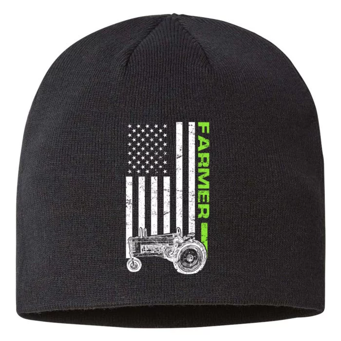 American Farmer USA Tractor Flag 8 1/2in Sustainable Knit Beanie