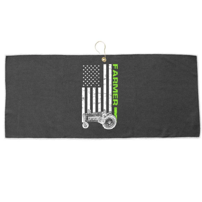 American Farmer USA Tractor Flag Large Microfiber Waffle Golf Towel