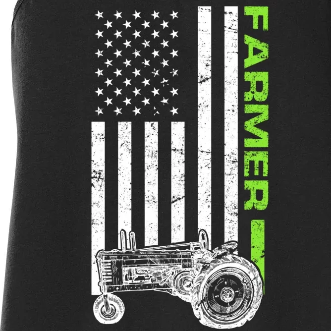 American Farmer USA Tractor Flag Women's Racerback Tank