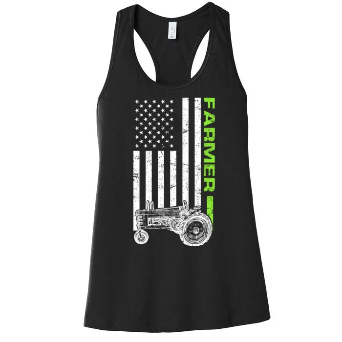 American Farmer USA Tractor Flag Women's Racerback Tank