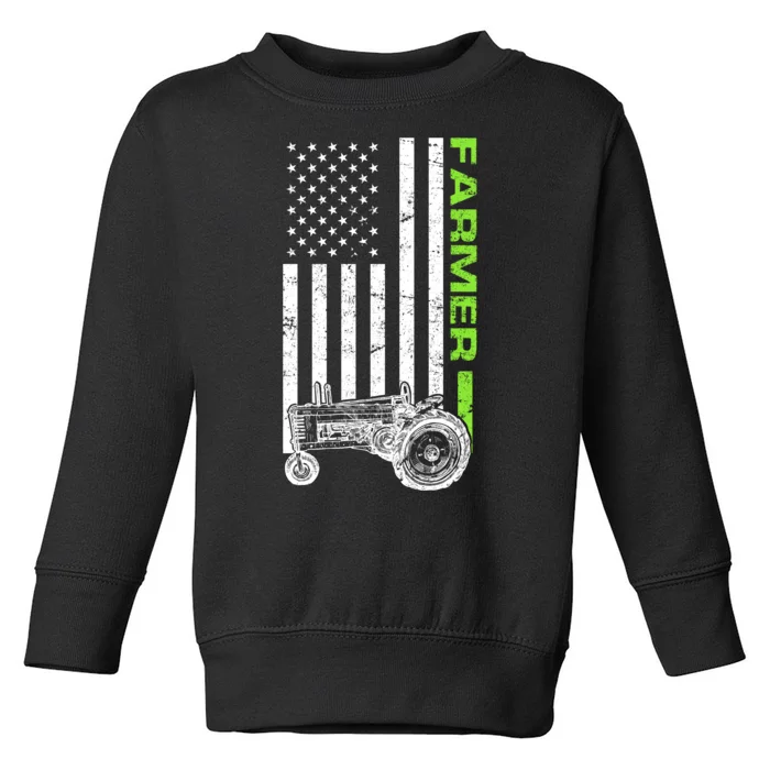 American Farmer USA Tractor Flag Toddler Sweatshirt