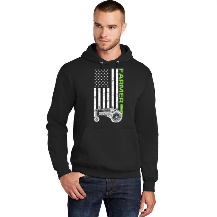 American Farmer USA Tractor Flag Tall Hoodie