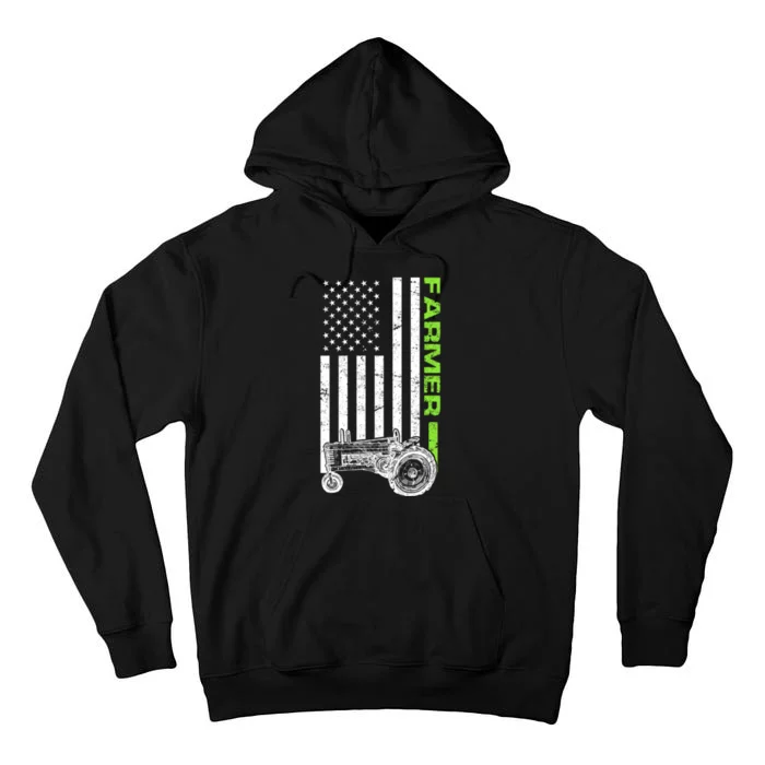 American Farmer USA Tractor Flag Tall Hoodie