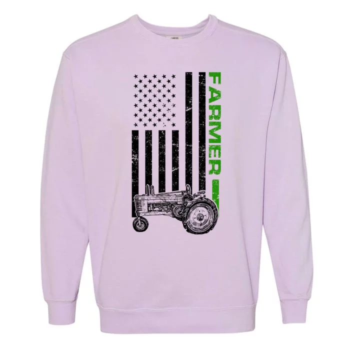 American Farmer USA Tractor Flag Garment-Dyed Sweatshirt