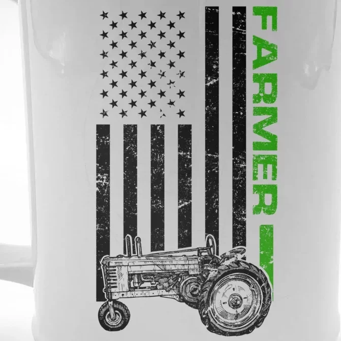 American Farmer USA Tractor Flag Front & Back Beer Stein