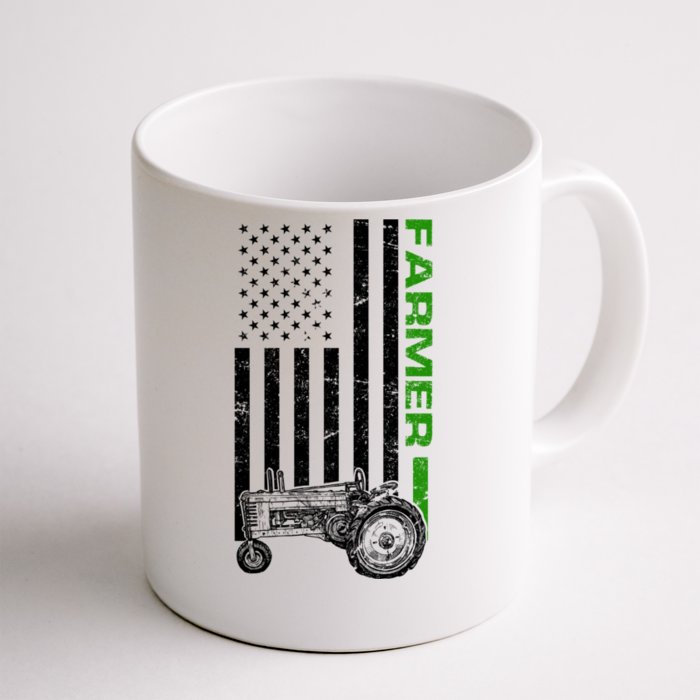 American Farmer USA Tractor Flag Front & Back Coffee Mug