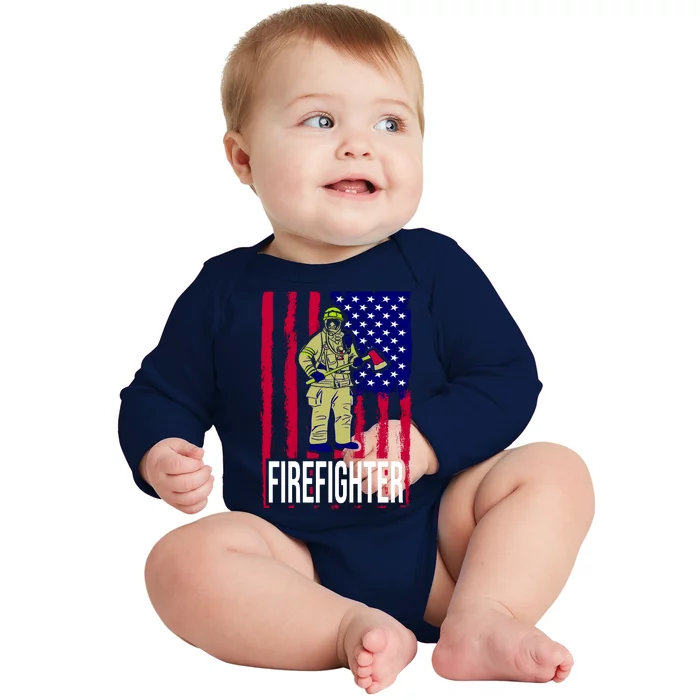 American Firefighter Baby Long Sleeve Bodysuit