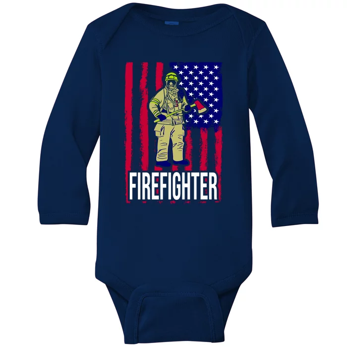 American Firefighter Baby Long Sleeve Bodysuit