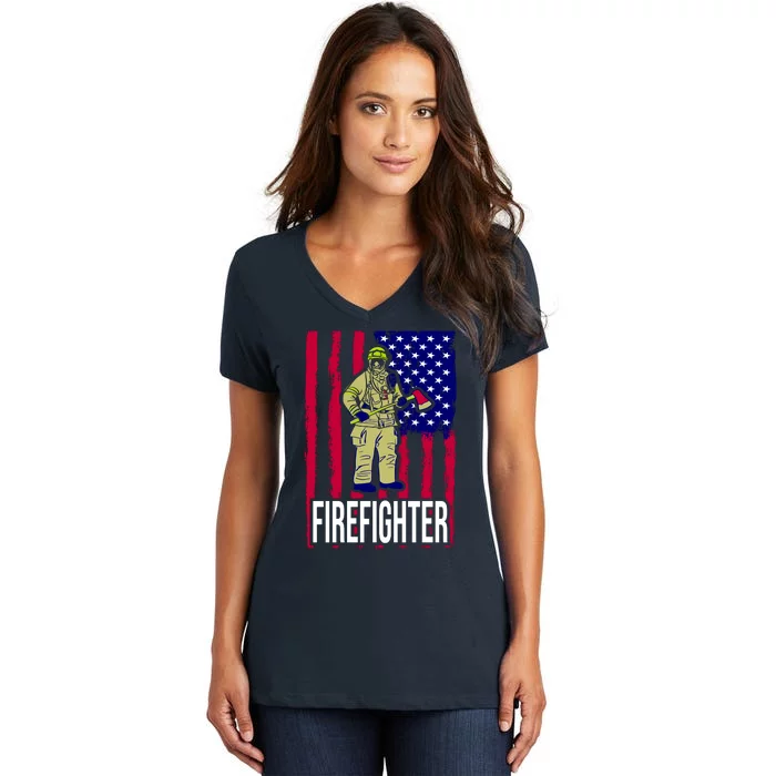 American Firefighter Women's V-Neck T-Shirt