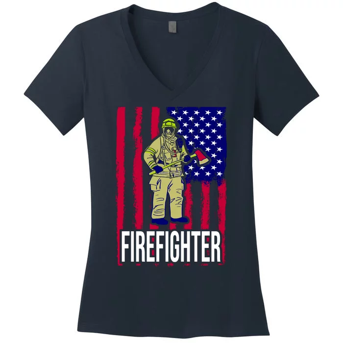 American Firefighter Women's V-Neck T-Shirt